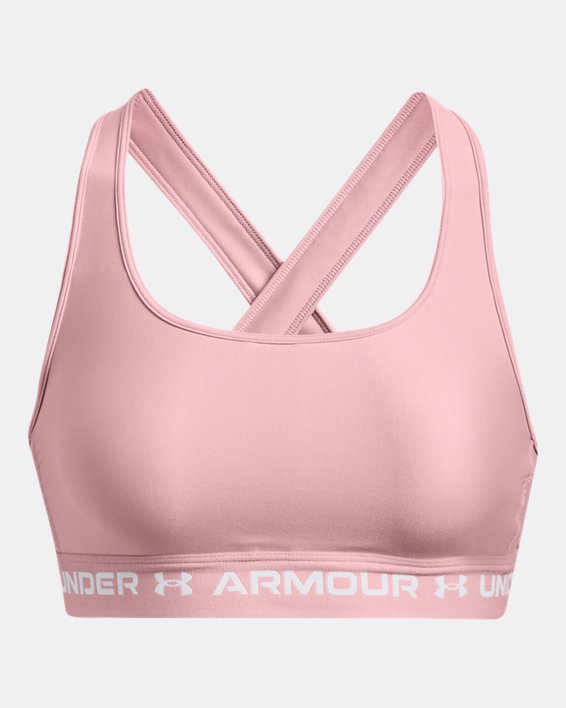 Women's Armour® Mid Crossback Sports Bra, Pink, pdpMainDesktop image number 10